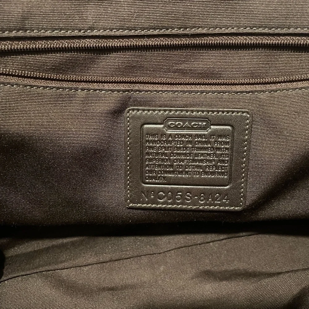Coach Brown Suede Shoulder Bag with Gold Accents